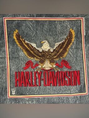 Vintage Harley Davidson Eagle Bandana Gray Acid Wash USA Biker Graphic EST 1903